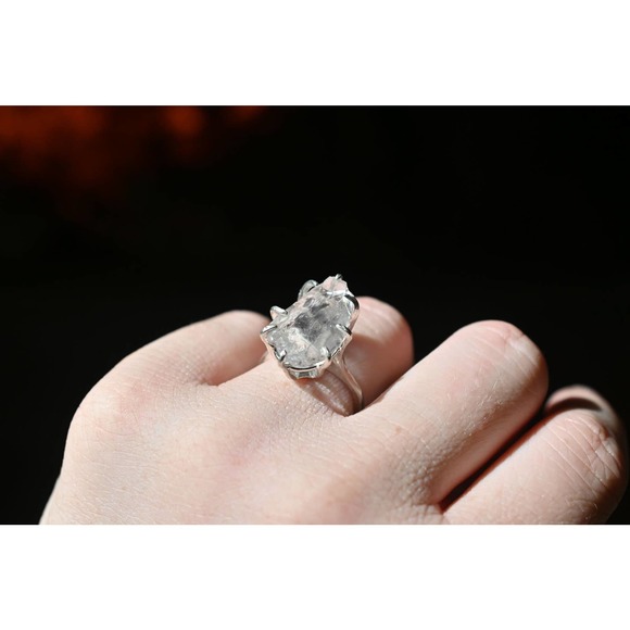 raw diamond engagement ring uncut stone unique alternative unconventiona… - Picture 3 of 7